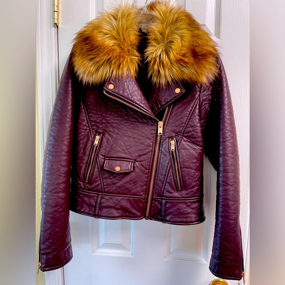 Burgundy faux leather jacket from Marc New York-Medium